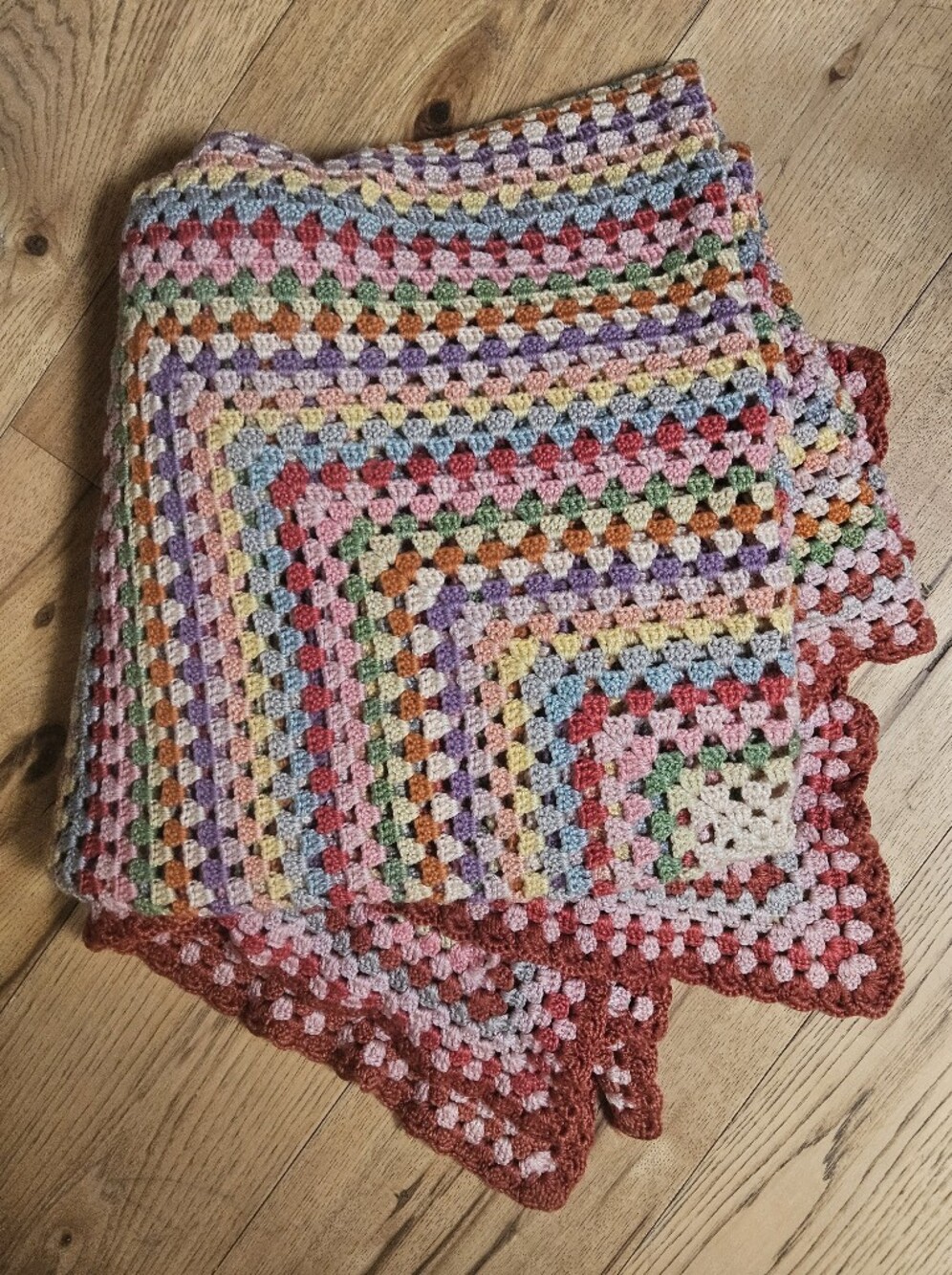 Vintage Square Granny Crocheted Blanket
